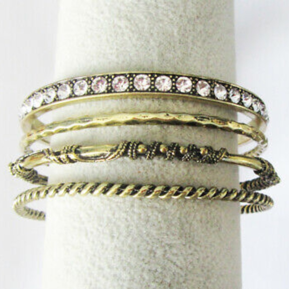 NWT Bracelet Set of 4 Bangles Brass Stacksational